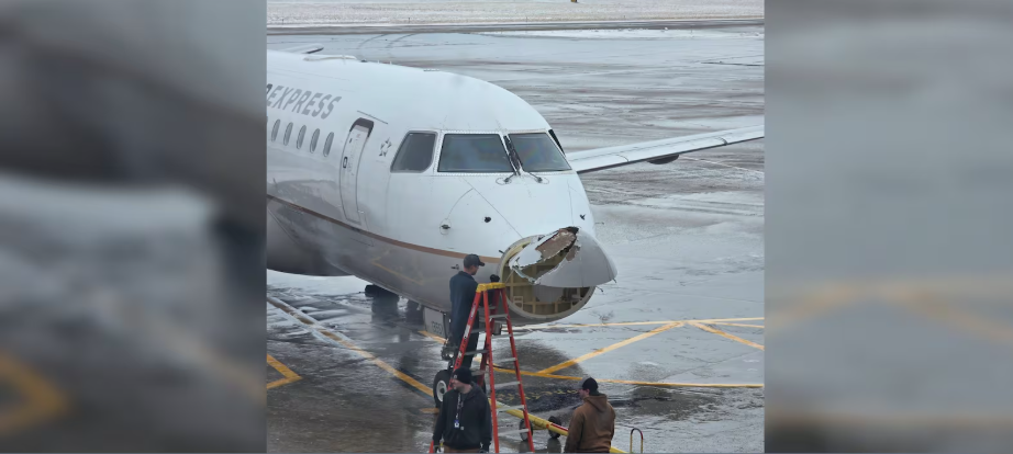 Sand truck collides with plane on Minot airport tarmac, no injuries