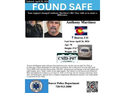 Silver Alert Issued for Missing 70-Year-Old Denver Man Anthony Martinez, Later Confirmed Found Safe