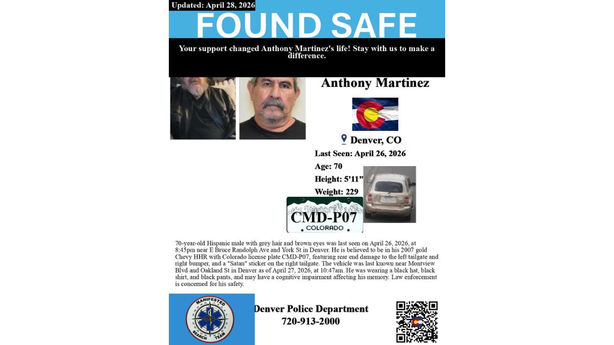 Silver Alert Issued for Missing 70-Year-Old Denver Man Anthony Martinez, Later Confirmed Found Safe