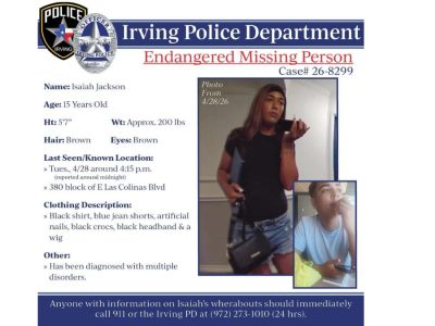 Missing Irving Teen Isaiah Jackson Found Safe After AMBER Alert Issued, Police Confirm
