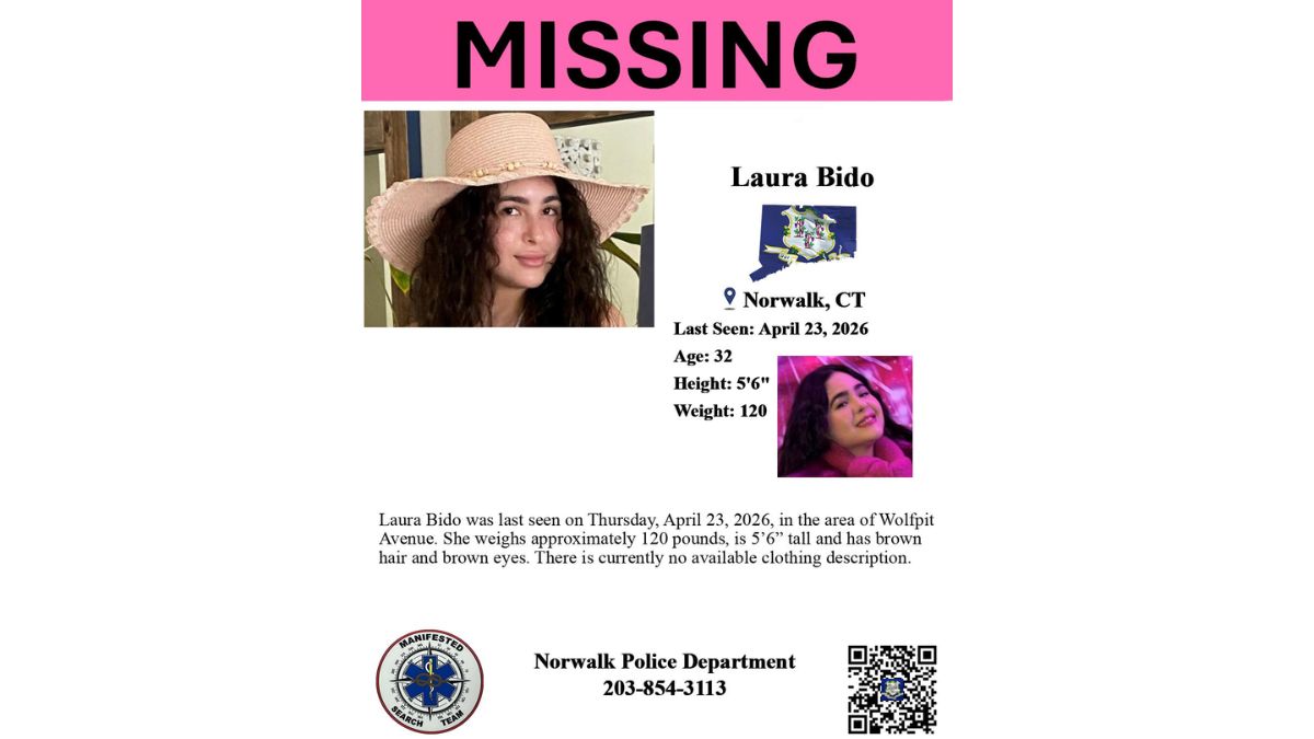 Missing Woman Laura Bido, 32, Last Seen in Norwalk Near Wolfpit Avenue