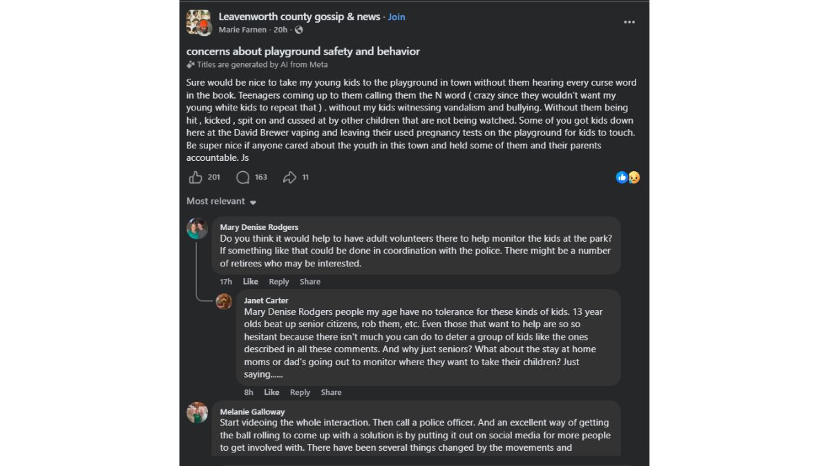 Parents Raise Concerns Over Safety and Behavior at Local Playground in Leavenworth County