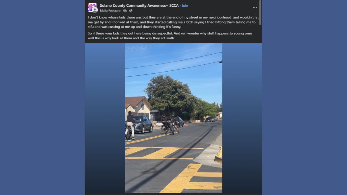 Solano County kids blocking street incident