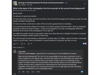 Community Demands Answers After Second Street Playground Incident Involving Northumberland Mayor