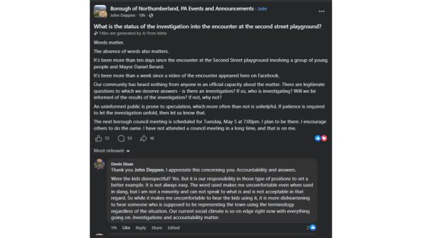 Community Demands Answers After Second Street Playground Incident Involving Northumberland Mayor