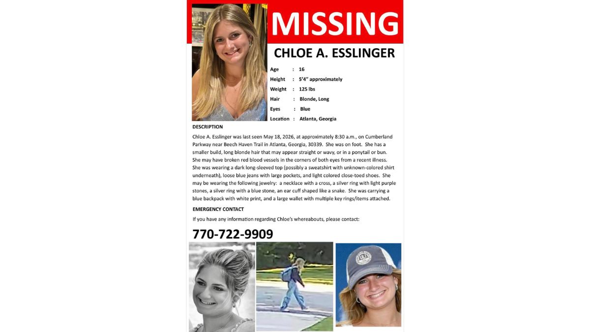 Georgia Locals Asked to Be on Lookout for Missing Young Woman Chloe Esslinger