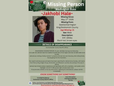 Helicopters, K9s, and Drones Deployed in Hunt for Missing Darrington Man Jakhobi Hale