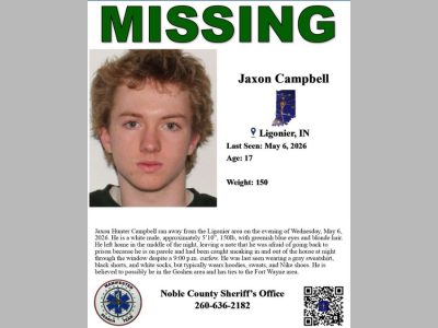 Ligonier Teen Jaxon Campbell Missing Since May 6, Possibly in Goshen Area