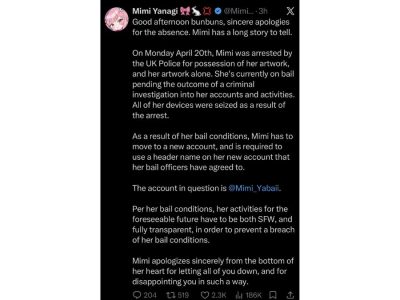 British VTuber Mimi Yanagi Reportedly Arrested Over Her Own Artwork