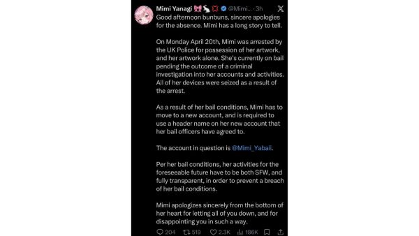 British VTuber Mimi Yanagi Reportedly Arrested Over Her Own Artwork