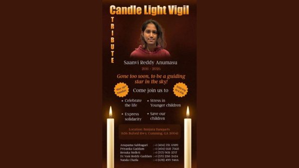 Cumming, GA Community Gathers to Mourn South Forsyth High School Student Saanvi Reddy Anumasu
