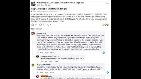 Wabash Parents Warn of Aggressive Kids Taking Over Toddler Area at Friendship Hill Park