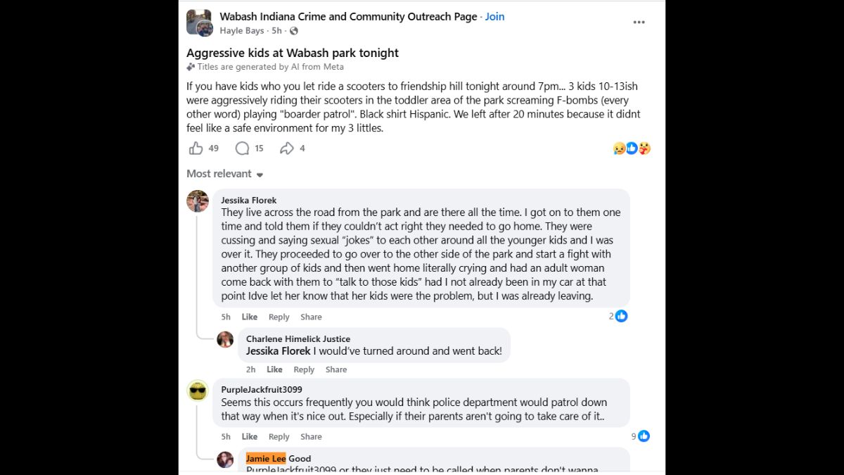 Wabash Parents Warn of Aggressive Kids Taking Over Toddler Area at Friendship Hill Park