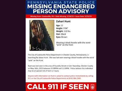West Whiteland Township Police Seek Public Help in Finding Missing Teen Zahari Hunt