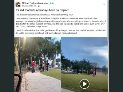 Caught on Camera: Teens Verbally Harass Elderly Man at Bradenton Riverwalk