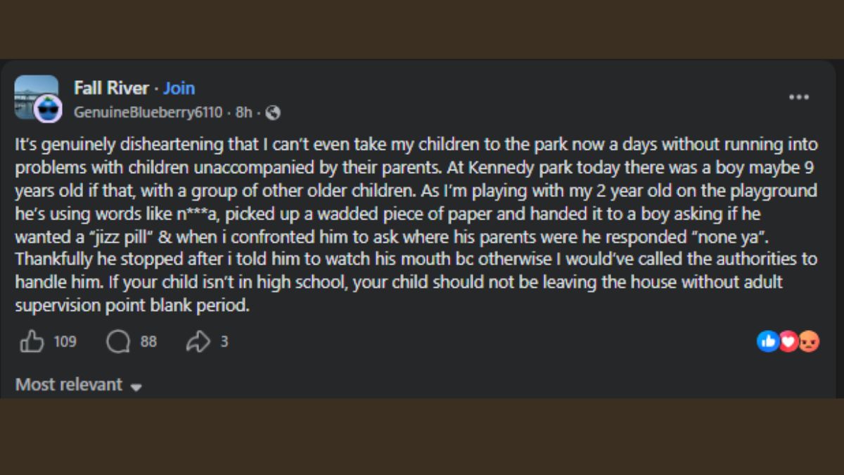 Fall River Mom Says Unsupervised Kids at Local Park Used Slurs, Crude Language Toward Toddler