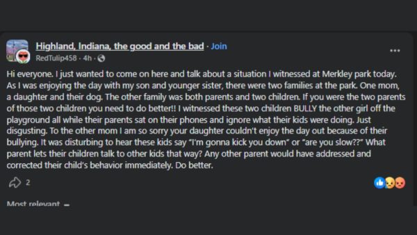 Highland, IN, Mom Calls Out Parents After Witnessing Alleged Bullying at Local Park