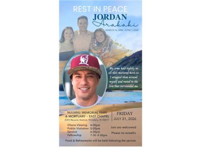 Honolulu, HI, Jordan Arakaki, 40, Remembered by Family as Memorial Service Approaches