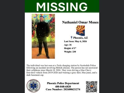Missing in Phoenix: Nathaniel Omar Moses, Last Seen at Scottsdale Tesla Station After Altercation with British Tourists