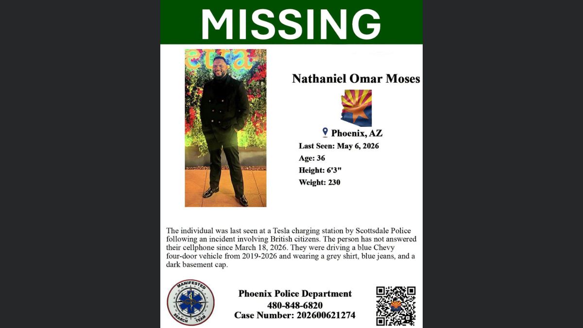 Missing in Phoenix: Nathaniel Omar Moses, Last Seen at Scottsdale Tesla Station After Altercation with British Tourists
