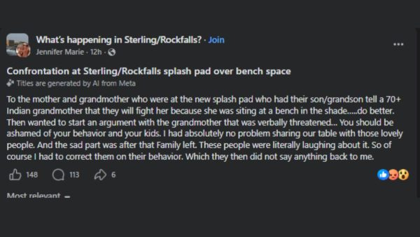 Sterling/Rock Falls, Bystander Steps In After 70-Year-Old Grandmother Verbally Threatened at New Splash Pad