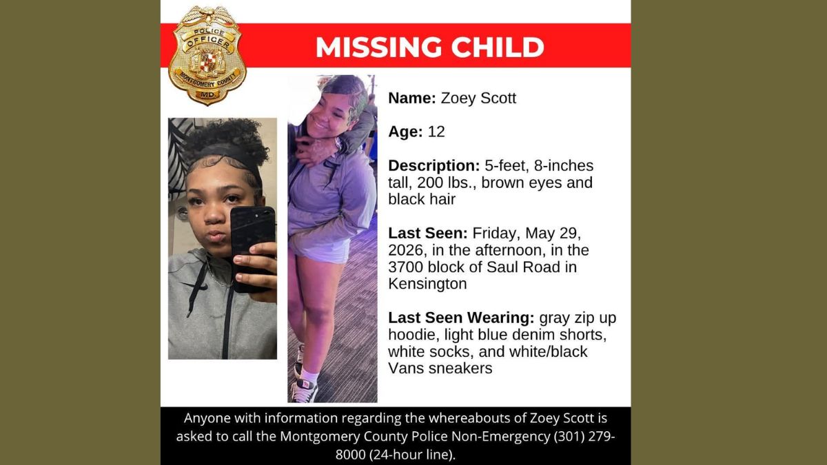 Missing 12-Year-Old Zoey Scott Last Seen in Kensington, MD — Police Asking for Public Help