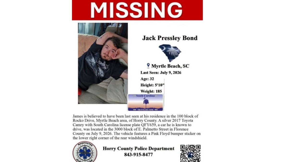 Horry County Authorities Seek Public’s Help Finding Missing Myrtle Beach Man Jack Pressley Bond