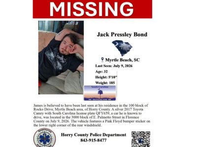 Horry County Authorities Seek Public’s Help Finding Missing Myrtle Beach Man Jack Pressley Bond
