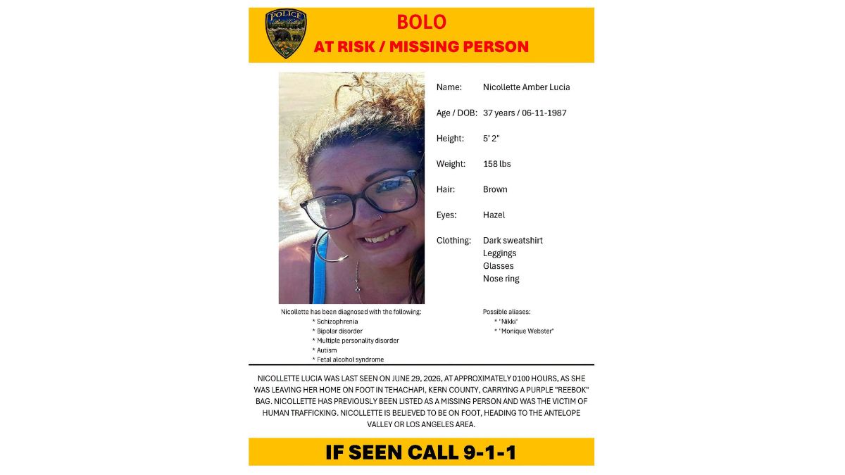 Tehachapi, CA, Nicolette Lucia, 37, Reported Missing, Previously Trafficked
